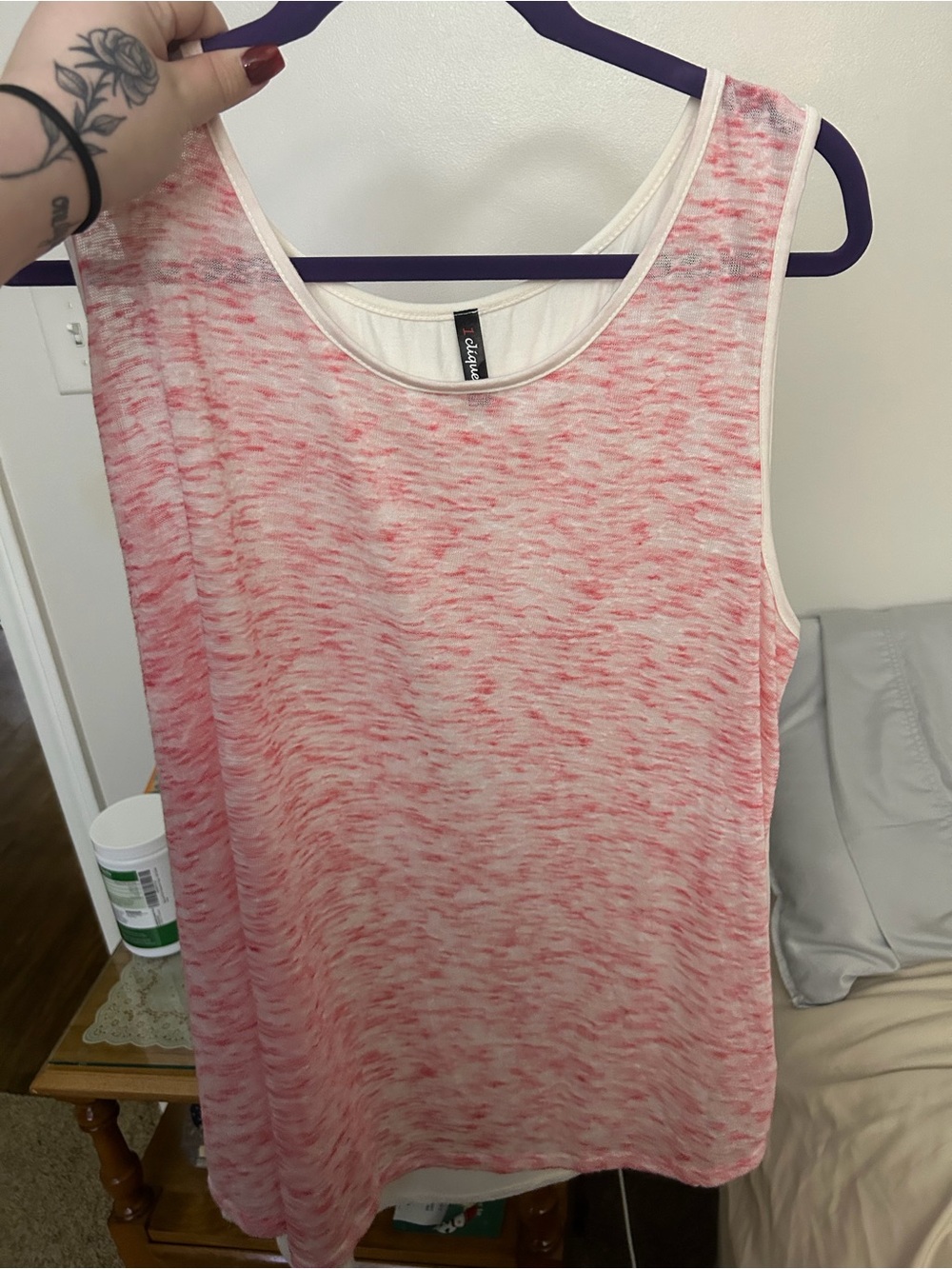 Classic Marled Pink Tank Top - Lightweight Everyday Layer
